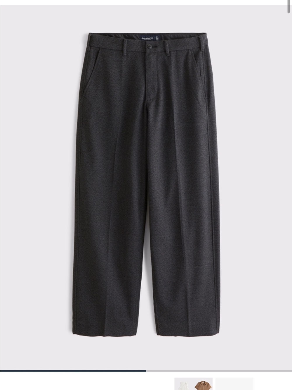 Abercrombie & Fitch Charcoal Gray Wide-Leg Dress Pants